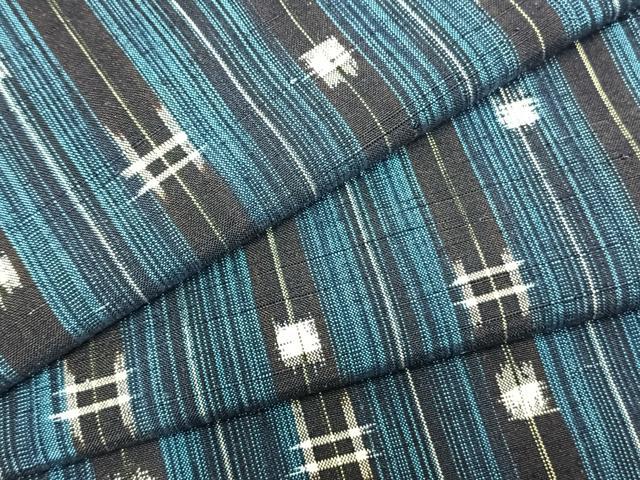 平和屋着物▽上質な紬 単衣 絣柄 正絹 逸品 AABB2348fy