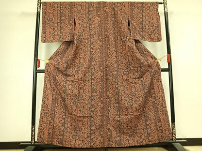 平和屋着物▽上質な小紋 単衣 草花間道 正絹 逸品 AABB2352fy