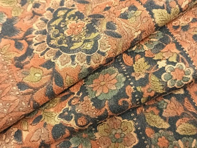 平和屋着物▽上質な小紋 単衣 草花間道 正絹 逸品 AABB2352fy