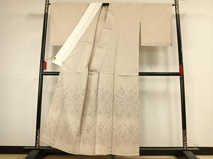 平和屋着物▽本塩沢 訪問着 単衣 草花文 正絹 逸品 未使用 AABB2353fy