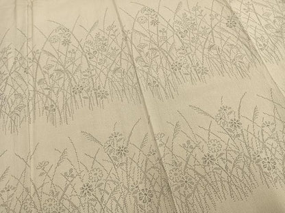 平和屋着物▽本塩沢 訪問着 単衣 草花文 正絹 逸品 未使用 AABB2353fy