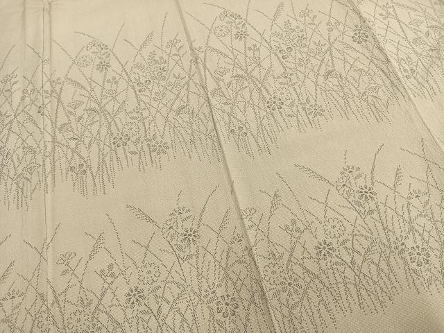 平和屋着物▽本塩沢 訪問着 単衣 草花文 正絹 逸品 未使用 AABB2353fy