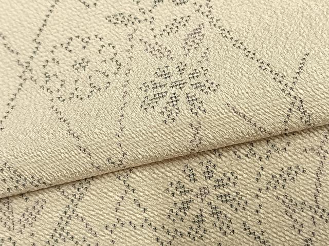 平和屋着物▽本塩沢 訪問着 単衣 草花文 正絹 逸品 未使用 AABB2353fy