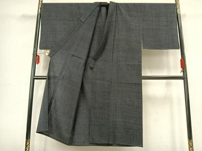 平和屋着物▽男性 結城紬 単衣 80亀甲 総詰め 正絹 逸品 AABB2356fy