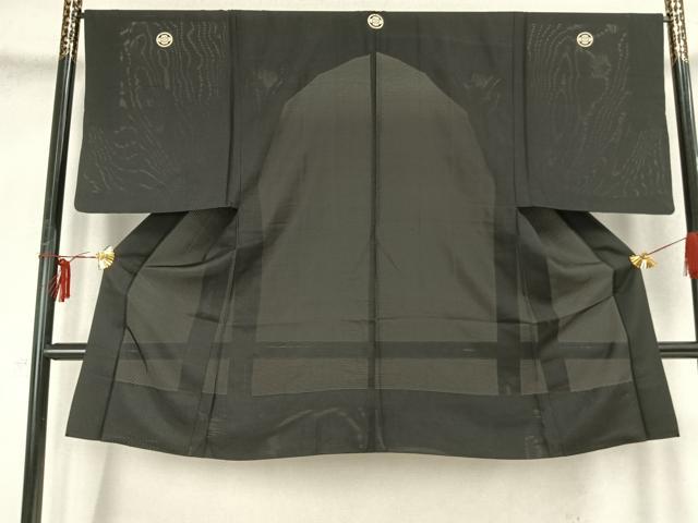 平和屋着物▽男性 黒紋付 長羽織 スリーシーズン 春夏秋 塵除け 正絹 逸品 AABB2358fy