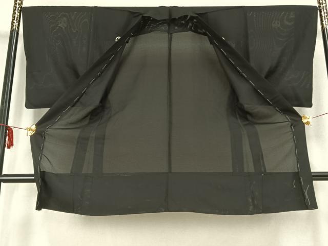 平和屋着物▽男性　黒紋付　長羽織　スリーシーズン　春夏秋　塵除け　正絹　逸品　AABB2360fy
