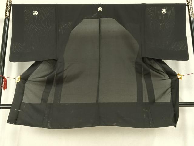 平和屋着物▽男性　黒紋付　長羽織　スリーシーズン　春夏秋　塵除け　正絹　逸品　AABB2360fy