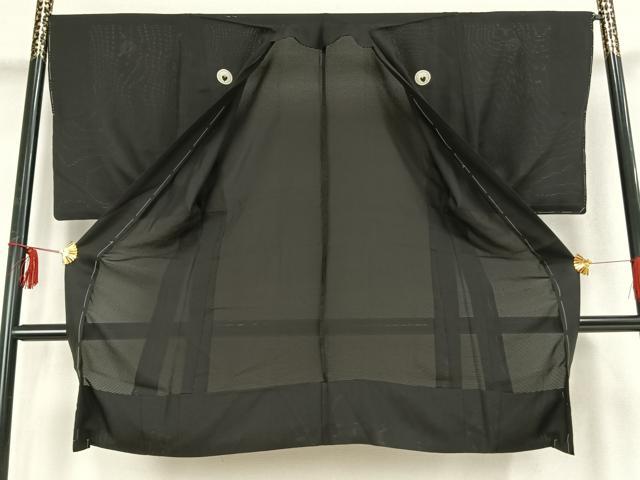 平和屋着物▽男性 黒紋付 長羽織 スリーシーズン 春夏秋 塵除け 正絹 逸品 AABB2361fy