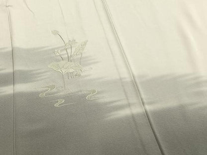 平和屋着物▽訪問着 単衣 刺繍 草花文 暈し染め 正絹 逸品 AABB2364fy