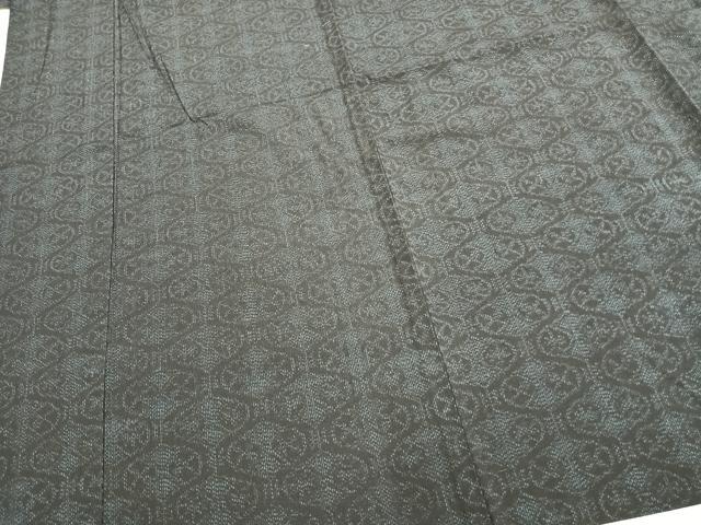 平和屋着物▽上質な紬 単衣 幾何学文様 反端付き 正絹 逸品 未使用 AABB2365fy