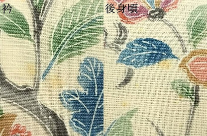 平和屋着物▽上質な紬 単衣 京友禅 花蝶文 反端付き 正絹 逸品 AABB2367fy