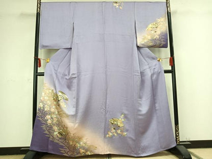平和屋着物▽訪問着 単衣 扇面花文 金彩 やまと誂製 正絹 逸品 AABB2371fy
