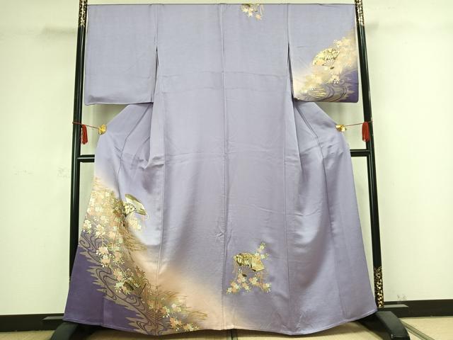 平和屋着物▽訪問着 単衣 扇面花文 金彩 やまと誂製 正絹 逸品 AABB2371fy