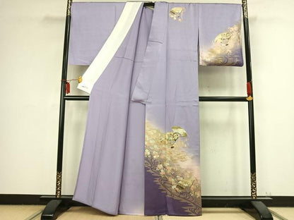 平和屋着物▽訪問着 単衣 扇面花文 金彩 やまと誂製 正絹 逸品 AABB2371fy