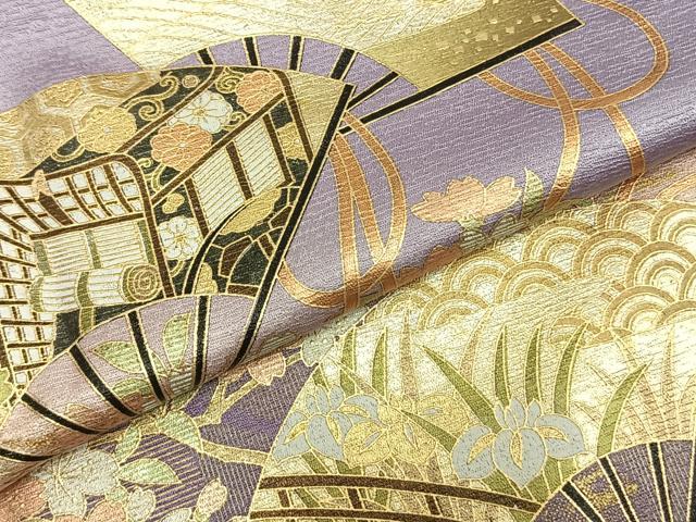 平和屋着物▽訪問着 単衣 扇面花文 金彩 やまと誂製 正絹 逸品 AABB2371fy