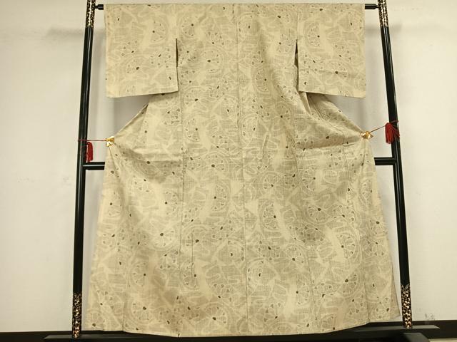 平和屋着物▽本場結城紬 重要無形文化財 単衣 80亀甲 短冊花文 正絹 逸品 AABB2373fy