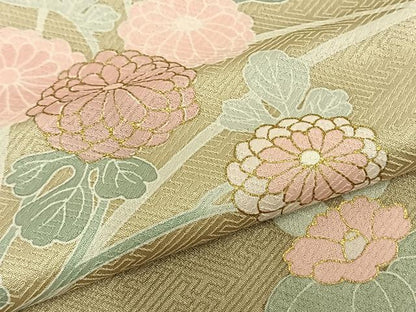 平和屋着物▽訪問着 単衣 草花文 暈し染め 金彩 ロング丈 正絹 逸品 AABB2376fy