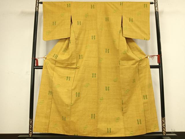 平和屋着物▽上質な紬 単衣 絣柄 正絹 逸品 AABB2377fy