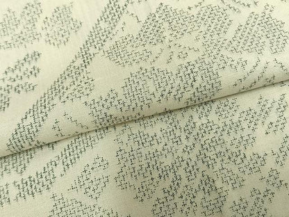 平和屋着物▽上質な紬 単衣 切嵌花文 正絹 逸品 AABB2378fy