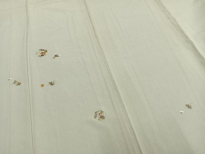 平和屋着物▽訪問着 単衣 総刺繍 草花文 正絹 逸品 AABB2380fy