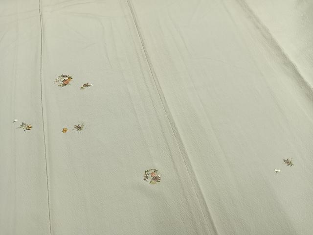 平和屋着物▽訪問着 単衣 総刺繍 草花文 正絹 逸品 AABB2380fy