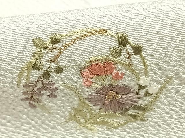平和屋着物▽訪問着 単衣 総刺繍 草花文 正絹 逸品 AABB2380fy