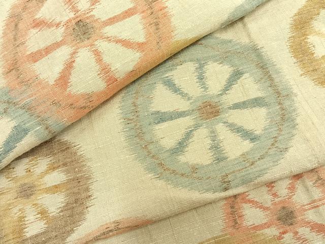 平和屋着物▽上質な紬 単衣 片輪車 正絹 逸品 AABB2381fy
