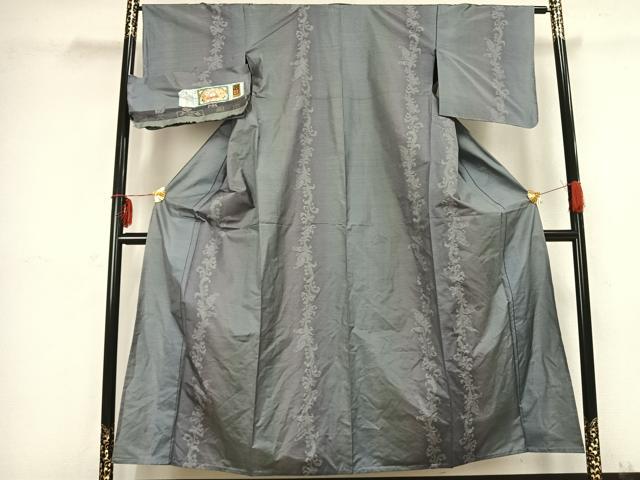 平和屋着物▽本場大島紬 単衣 草花間道 大島紬美幸謹製 証紙付き 正絹 逸品 未使用 AABB2385fy