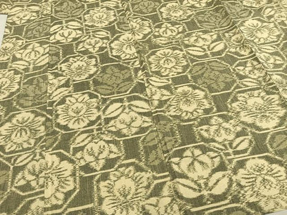 平和屋着物▽上質な紬 単衣 亀甲花文 正絹 逸品 AABB2389fy