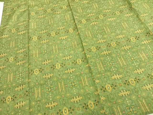 平和屋着物▽上質な紬 単衣 幾何学文様 正絹 逸品 AABB2390fy