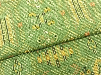 平和屋着物▽上質な紬 単衣 幾何学文様 正絹 逸品 AABB2390fy