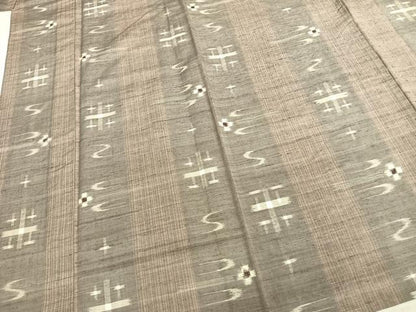 平和屋着物▽上質な紬 単衣 絣柄 正絹 逸品 AABB2394fy