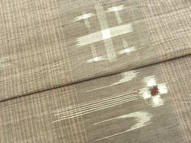 平和屋着物▽上質な紬 単衣 絣柄 正絹 逸品 AABB2394fy