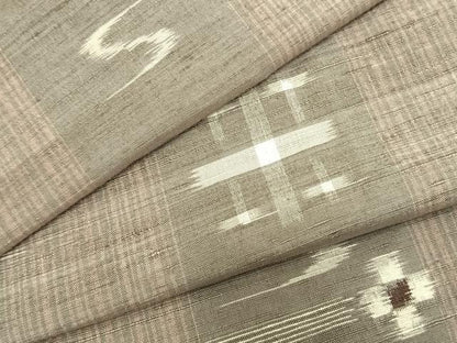 平和屋着物▽上質な紬 単衣 絣柄 正絹 逸品 AABB2394fy