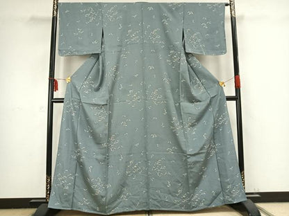 平和屋着物▽上質な小紋 単衣 草花文 正絹 逸品 未使用 AABB2396fy