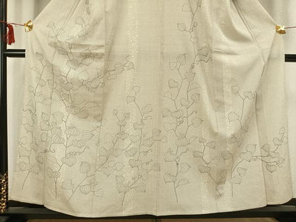 平和屋着物▽訪問着 単衣 お召地 蔦の葉文 正絹 逸品 AABB2397fy