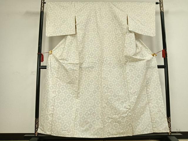 平和屋着物▽上質な紬 単衣 菱文 正絹 逸品 AABB2399fy
