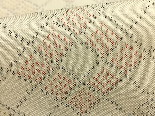 平和屋着物▽上質な紬 単衣 菱文 正絹 逸品 AABB2399fy