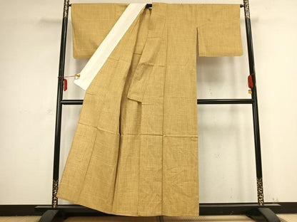 平和屋着物▽上質な紬 単衣 格子 正絹 逸品 AABB2402fy