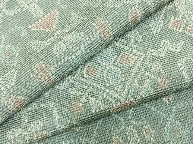 平和屋着物▽本塩沢 単衣 幾何学花文 正絹 逸品 AABB2403fy