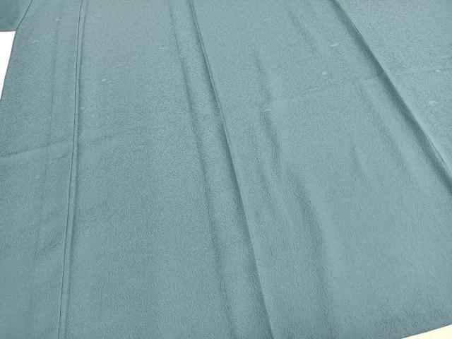 平和屋着物▽上質な色無地 単衣 草花地紋 錆浅葱色 正絹 逸品 AABB2407fy