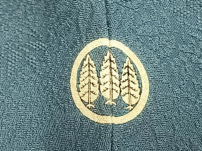 平和屋着物▽上質な色無地 単衣 草花地紋 錆浅葱色 正絹 逸品 AABB2407fy