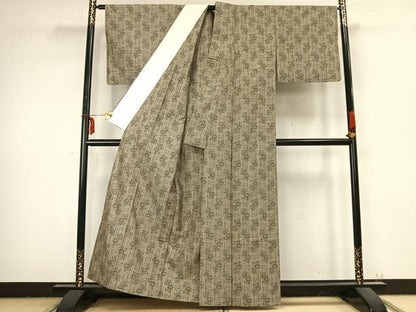 平和屋着物▽上質な紬 単衣 花間道 正絹 逸品 AABB2409fy
