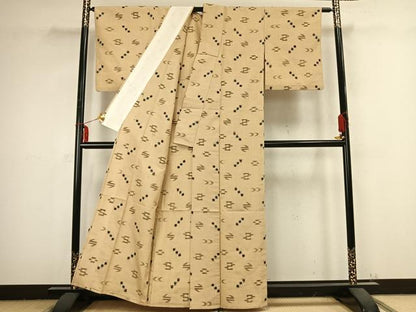 平和屋着物▽上質な紬 単衣 絣柄 正絹 逸品 AABB2412fy