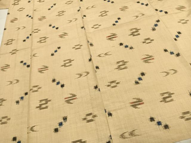 平和屋着物▽上質な紬 単衣 絣柄 正絹 逸品 AABB2412fy