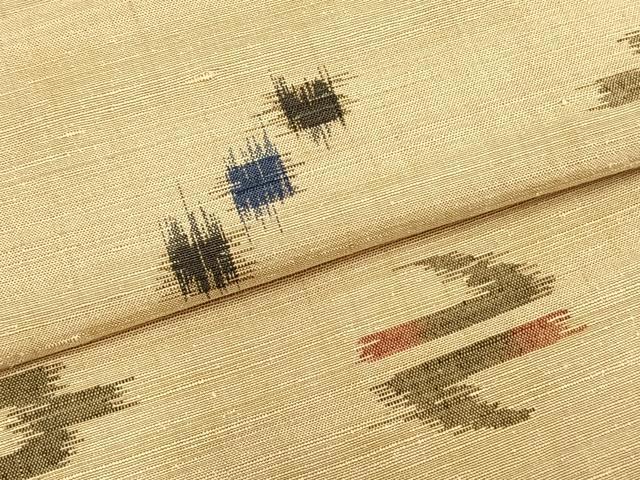 平和屋着物▽上質な紬 単衣 絣柄 正絹 逸品 AABB2412fy