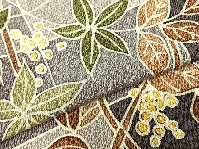 平和屋着物▽上質な小紋 単衣 枝花文 鬼しぼ縮緬 正絹 逸品 AABB2413fy