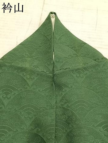 平和屋着物▽上質な色無地 単衣 扇面地紋 緑青色 正絹 逸品 AABB2417fy
