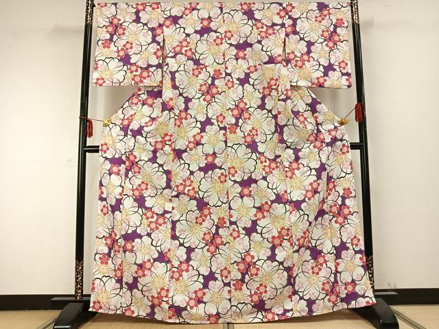 平和屋着物▽ R.KIKUCHIブランド 小紋 単衣 花づくし 洗える着物 AABB2423fy