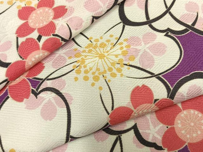平和屋着物▽ R.KIKUCHIブランド 小紋 単衣 花づくし 洗える着物 AABB2423fy